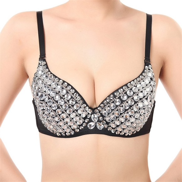 Goddess Crystal Rhinestone Studded Bra Lingerie - Picture 4 of 14
